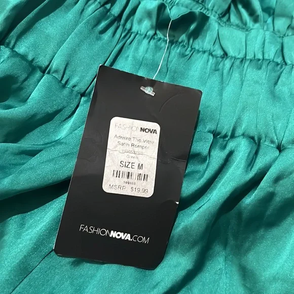 Satin green romper. Backless. Brand New. - Picture 4 of 4